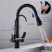 Deck Mounted Black Kitchen Faucets Pull Out Hot Cold Water Filter Tap for Kitchen Three Ways Sink Mixer Kitchen Faucet ELK9139B|Kitchen Faucets