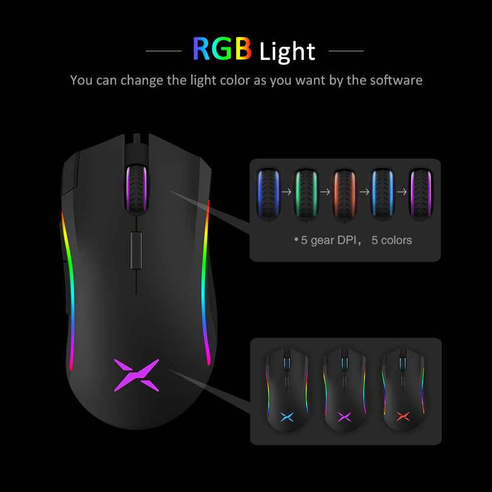 Delux M625 RGB Backlight Gaming Mouse 12000 DPI 12000 FPS 7 Programmable Buttons Optical USB Wired Mice For Computer FPS Gamer|wired mice|12000 dpimouse 12000 dpi