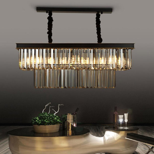 Rectangular Crystal Dining Table Chandelier Modern Dining Room Light for Bar and Home Frontier General Hardware