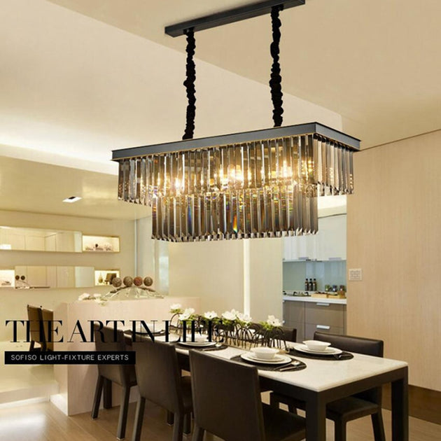Rectangular Crystal Dining Table Chandelier Modern Dining Room Light for Bar and Home Frontier General Hardware
