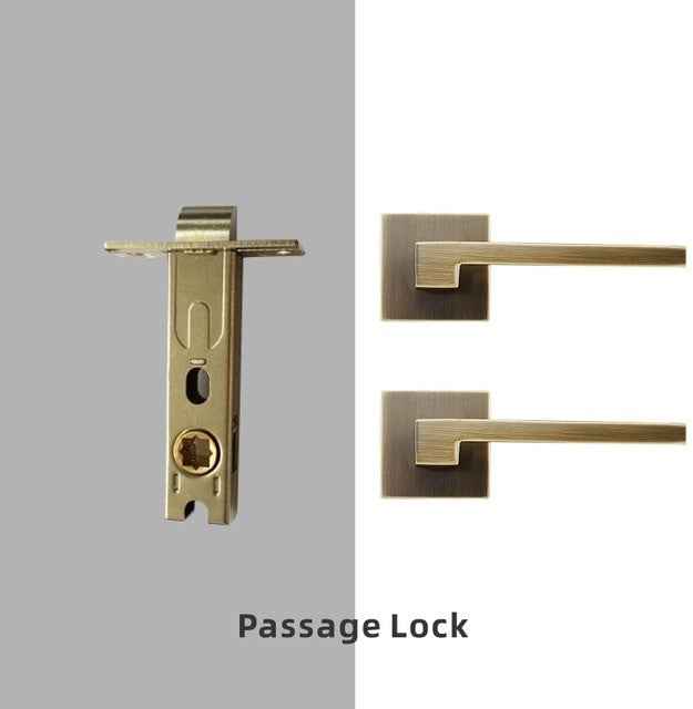 Dooroom Brass Door Lever American Nordic Modern Solid Wood Interior Door Lock Bedroom Split Mechanical Set Handle Black Square|Door Locks