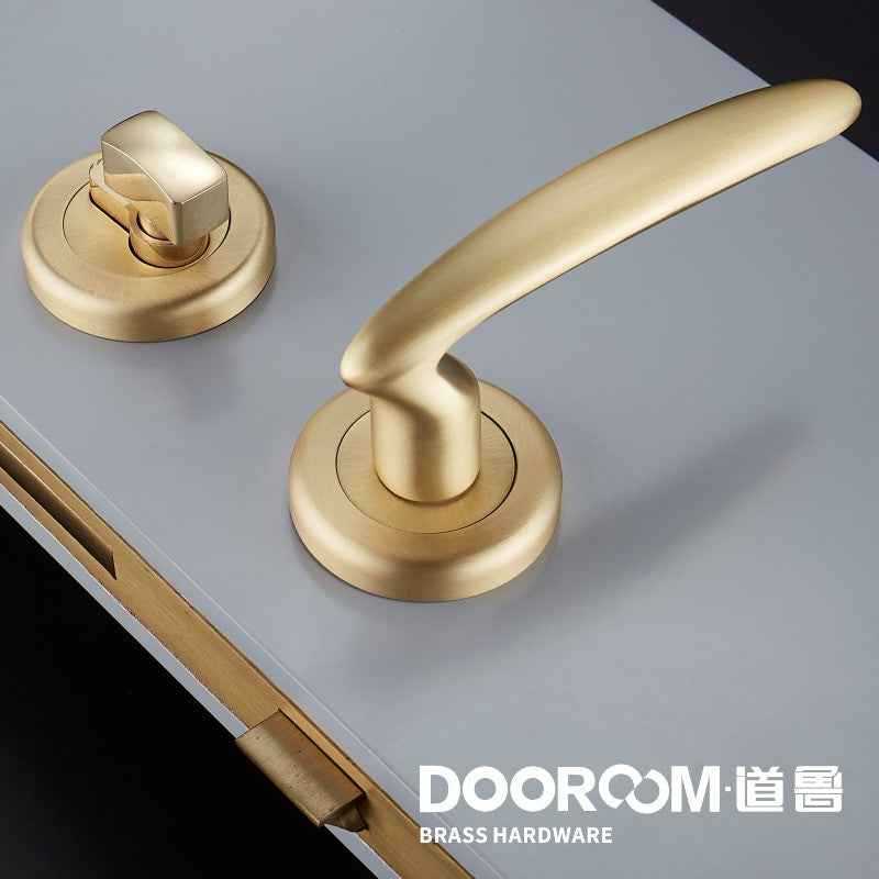 Dooroom Brass Mute Door Lever American European Modern Black Gold Interior Room Bedroom Bathroom Solid Wood Door Lock Split Knob|Door Locks