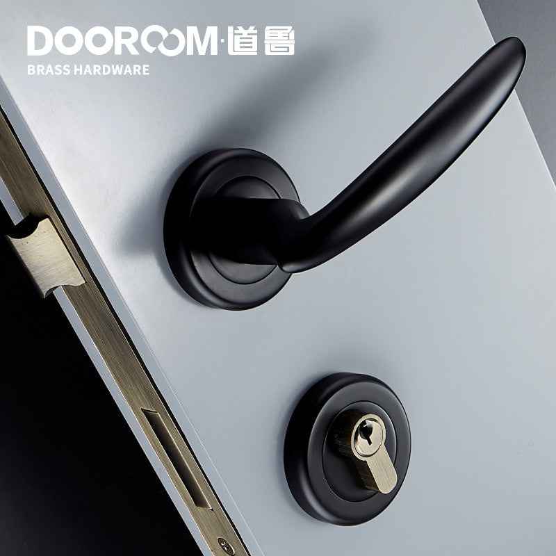Dooroom Brass Mute Door Lever American European Modern Black Gold Interior Room Bedroom Bathroom Solid Wood Door Lock Split Knob|Door Locks
