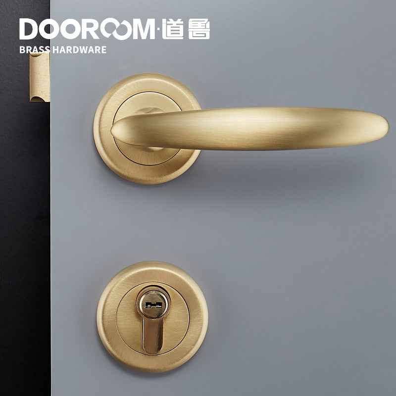 Dooroom Brass Mute Door Lever American European Modern Black Gold Interior Room Bedroom Bathroom Solid Wood Door Lock Split Knob|Door Locks