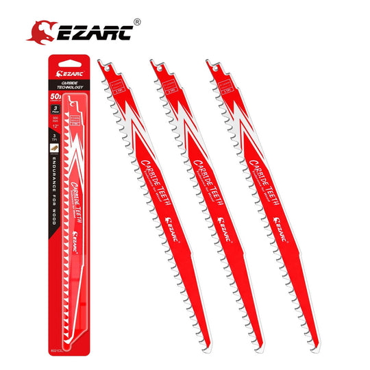 EZARC Carbide Reciprocating Saw Blades Endurance R1243HM For Hard Wood 9 Inch And 12 Inch 3TPI 3 Pack Frontier General Hardware