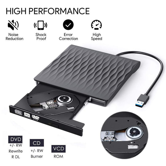 External CD DVD Drive USB 3.0 Type C Portable Ultra Slim CD DVD Rewriter Burner Writer Optical Drive For Windows Linux Mac OS|Optical Drives - Frontier General Hardware