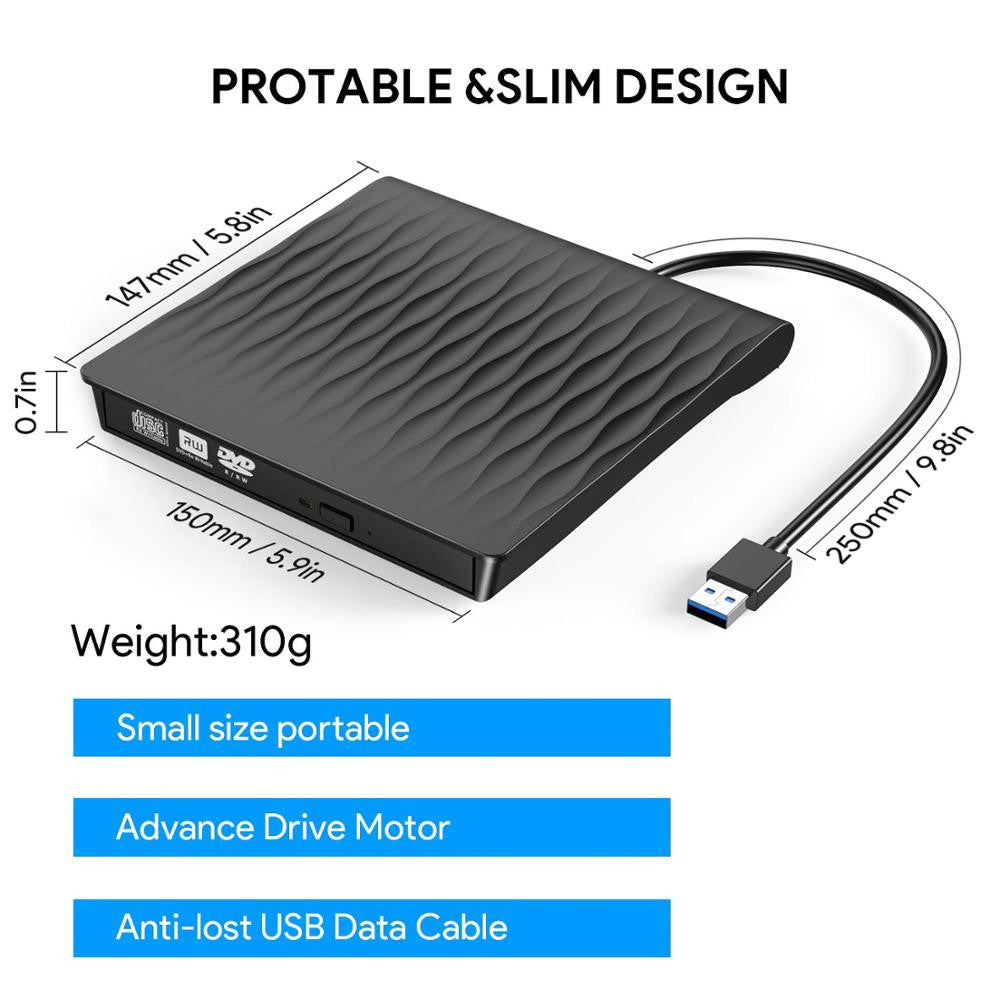 External CD DVD Drive USB 3.0 Type C Portable Ultra Slim CD DVD Rewriter Burner Writer Optical Drive For Windows Linux Mac OS|Optical Drives - Frontier General Hardware