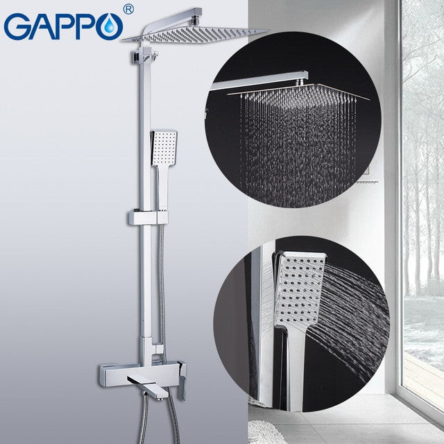 GAPPO Shower System bathroom shower faucet tap bath mixer bathtub faucet set waterfall shower set chrome rain shower head|Shower System| - Frontier General Hardware