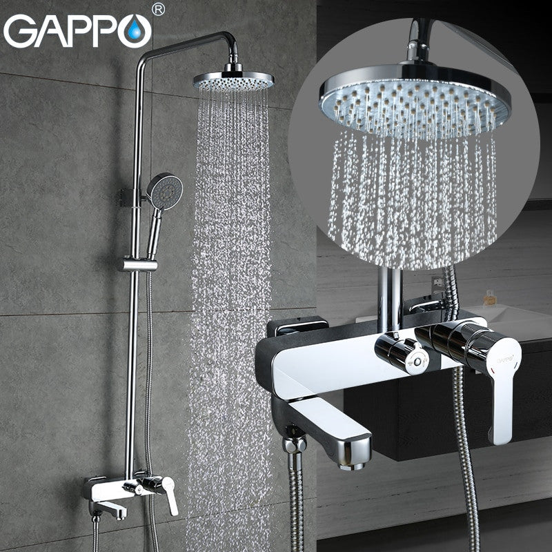 GAPPO Shower System bathroom shower faucet tap bath mixer bathtub faucet set waterfall shower set chrome rain shower head|Shower System| - Frontier General Hardware