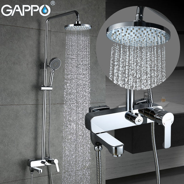 GAPPO Shower System bathroom shower faucet tap bath mixer bathtub faucet set waterfall shower set chrome rain shower head|Shower System| - Frontier General Hardware
