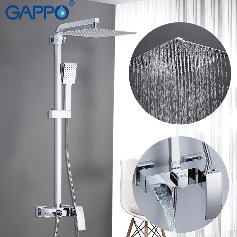 GAPPO Shower System bathroom shower faucet tap bath mixer bathtub faucet set waterfall shower set chrome rain shower head|Shower System| - Frontier General Hardware