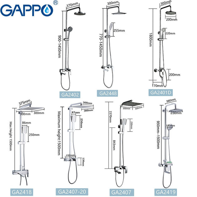 GAPPO Shower System bathroom shower faucet tap bath mixer bathtub faucet set waterfall shower set chrome rain shower head|Shower System| - Frontier General Hardware