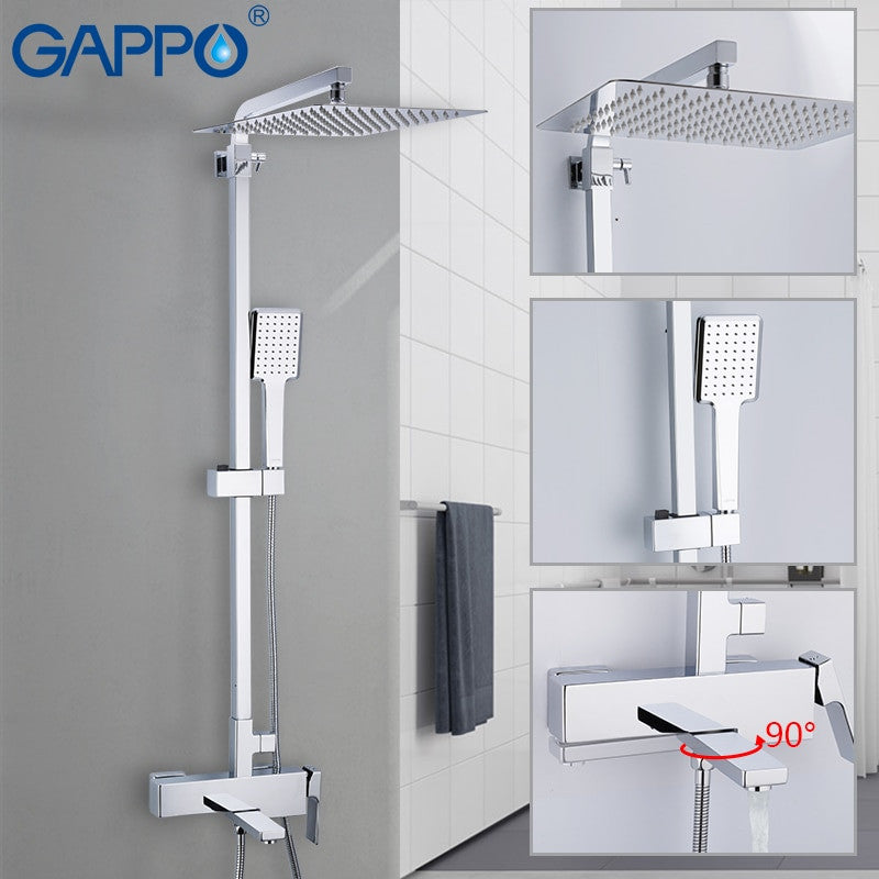 GAPPO Shower System bathroom shower faucet tap bath mixer bathtub faucet set waterfall shower set chrome rain shower head|Shower System| - Frontier General Hardware