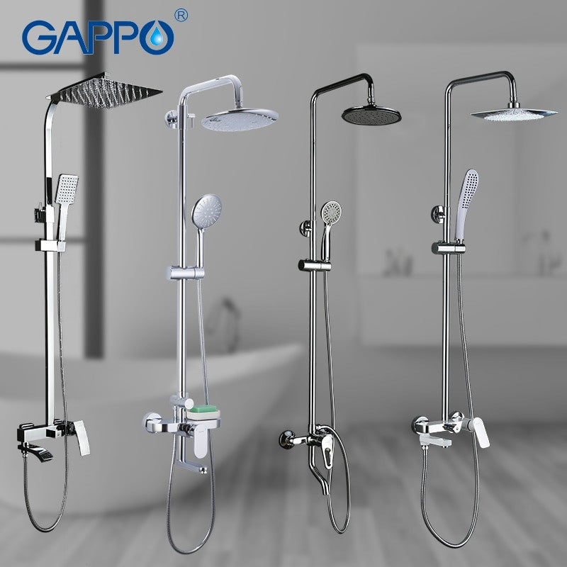 GAPPO Shower System bathroom shower faucet tap bath mixer bathtub faucet set waterfall shower set chrome rain shower head|Shower System| - Frontier General Hardware