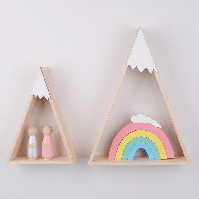 GIANTEX 2pcs/set Home Decor Nordic Style For Baby Room decor Wall Shelf Wood Snow Mountain Shelf Floating Shelf For Kids Room|Decorative Shelves| - Frontier General Hardware