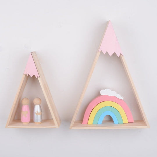 GIANTEX 2pcs/set Home Decor Nordic Style For Baby Room decor Wall Shelf Wood Snow Mountain Shelf Floating Shelf For Kids Room|Decorative Shelves| - Frontier General Hardware