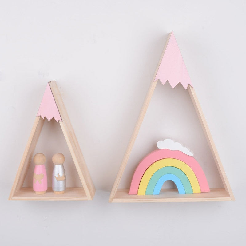 GIANTEX 2pcs/set Home Decor Nordic Style For Baby Room decor Wall Shelf Wood Snow Mountain Shelf Floating Shelf For Kids Room|Decorative Shelves| - Frontier General Hardware