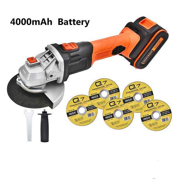 GOXAWEE Electric Cordless Angle Grinder 20V Rechargeable Lithium Battery 4000mAh Grinding Machine Power Tools For Cutting Metal|Grinders