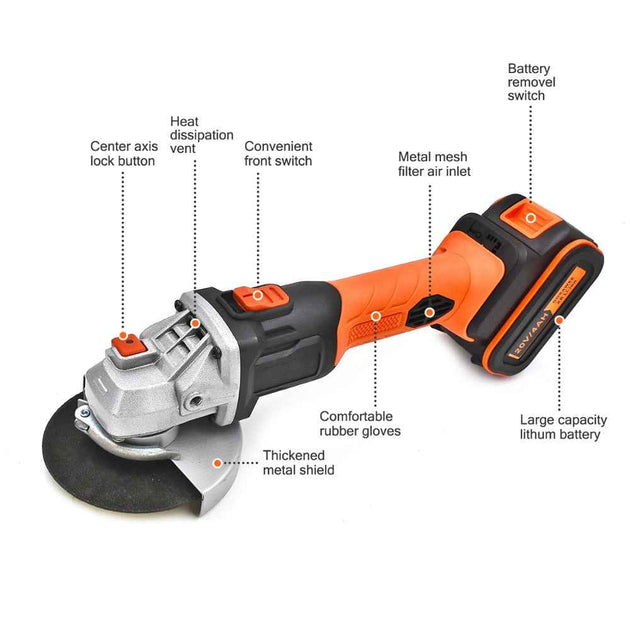 GOXAWEE Electric Cordless Angle Grinder 20V Rechargeable Lithium Battery 4000mAh Grinding Machine Power Tools For Cutting Metal|Grinders
