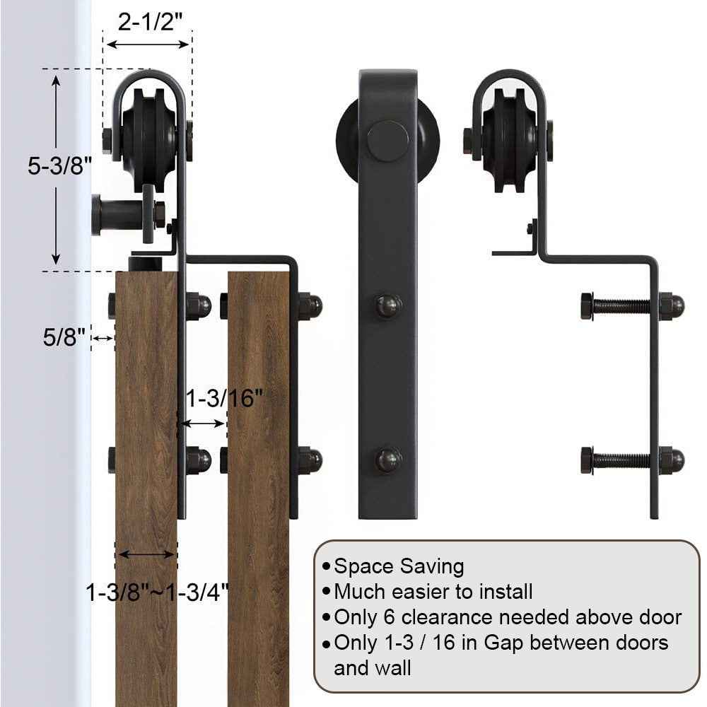 Gifsin Bypass Sliding Barn Door Hardware Track Bent Hanger Bypassing System 4 9.6FT|Doors