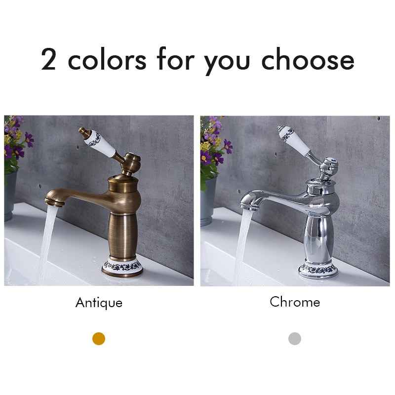 Gisha Bathroom Sink Basin Faucets Contemporary Antique Brass Faucet Mixer Water Tap Rotate Single Handle Hot And Cold Crane|Basin Faucets