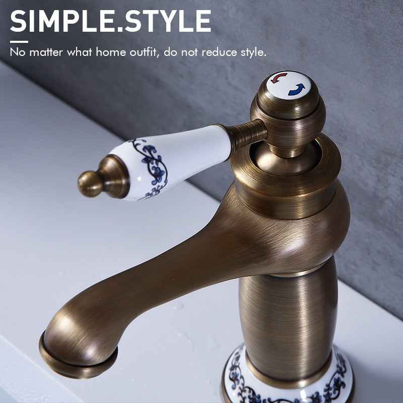 Gisha Bathroom Sink Basin Faucets Contemporary Antique Brass Faucet Mixer Water Tap Rotate Single Handle Hot And Cold Crane|Basin Faucets