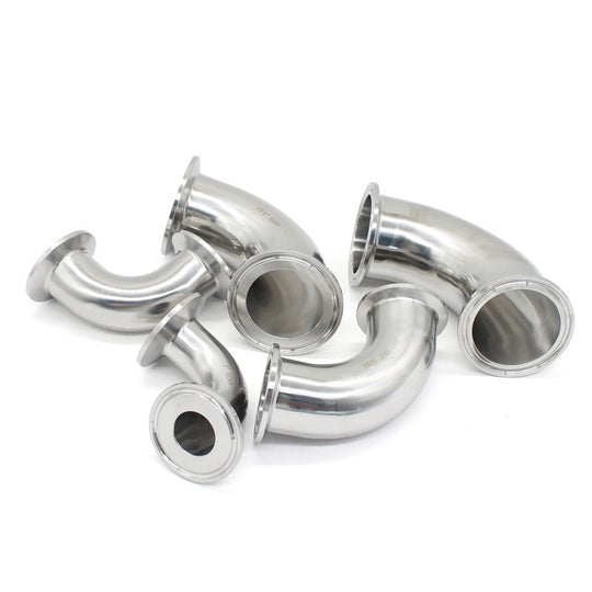 ThreeClip Stainless Steel Elbow 90 Degree Pinch Fitting SS304 SS316L Sanitary 19mm to 102mm Frontier General Hardware