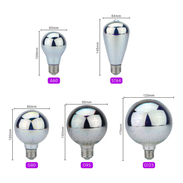 3D Decoration LED Bulb E27 6W 110V 220V Vintage Edison Star Fireworks Light for Holiday Night Christmas Tree Frontier General Hardware