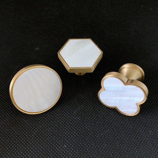 Decorative Brass Shell Cabinet Knob 1 Pack Natural White Shell Door Handle For Kitchen Cabinets And Drawers Frontier General Hardware
