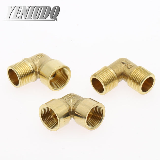 1/8" 1/4" 3/8" 1/2" 3/4" 1" Female x Male Thread 90 Deg Brass Elbow Pipe Fitting Connector Coupler For Water Fuel Copper adapter Frontier General Hardware
