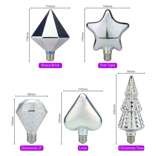 3D Decoration LED Bulb E27 6W 110V 220V Vintage Edison Star Fireworks Light for Holiday Night Christmas Tree Frontier General Hardware