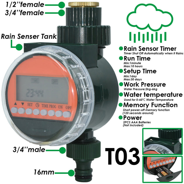KESLA Garden Automatic Watering System Timer Rain Sensor Solar LCD Electronic Drip Irrigation Controller Greenhouse Irrigator Frontier General Hardware