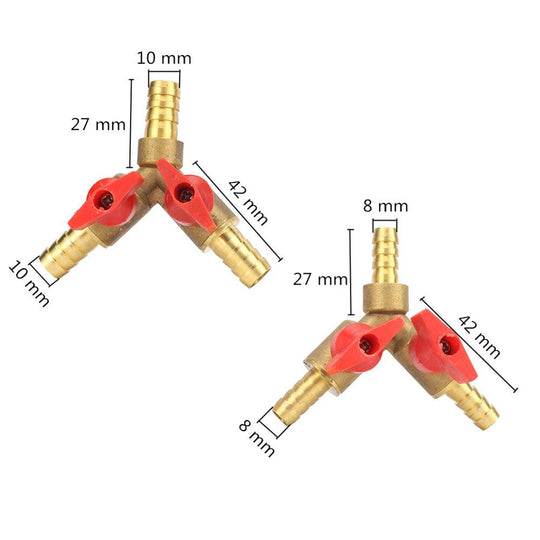 8mm 10mm Hose Barb Y Shaped Three Way Brass Ball Valve Pipe Fitting Connector Adapter For Fuel Gas Water Oil Air Frontier General Hardware