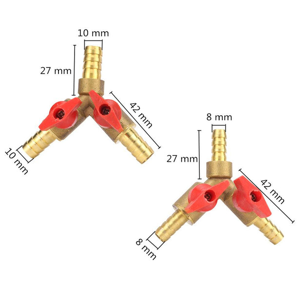 8mm 10mm Hose Barb Y Shaped Three Way Brass Ball Valve Pipe Fitting Connector Adapter For Fuel Gas Water Oil Air Frontier General Hardware