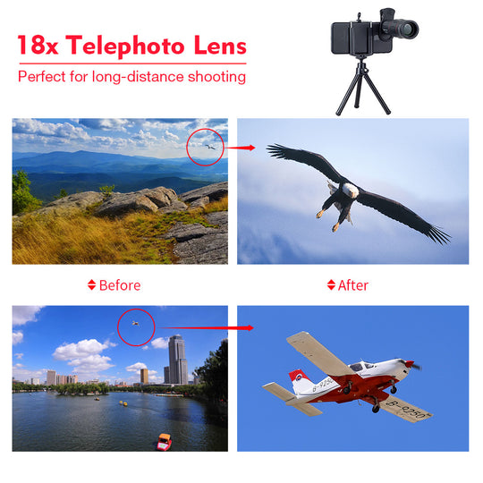 APEXEL 18X Telescope Zoom lens Monocular Mobile Phone camera Lenses for iPhone Samsung Smartphones for Camping hunting Sports Frontier General Hardware