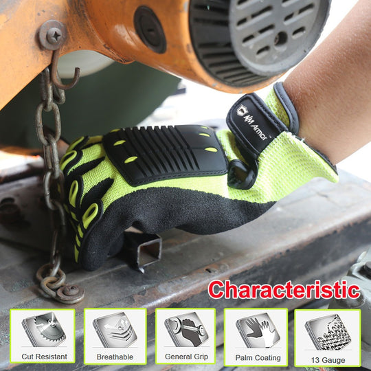 Cut Resistant Safety Work Glove Full Finger Anti Vibration Anti Impact Oil Proof Nitrile Dipped Palm Protective Glove Frontier General Hardware