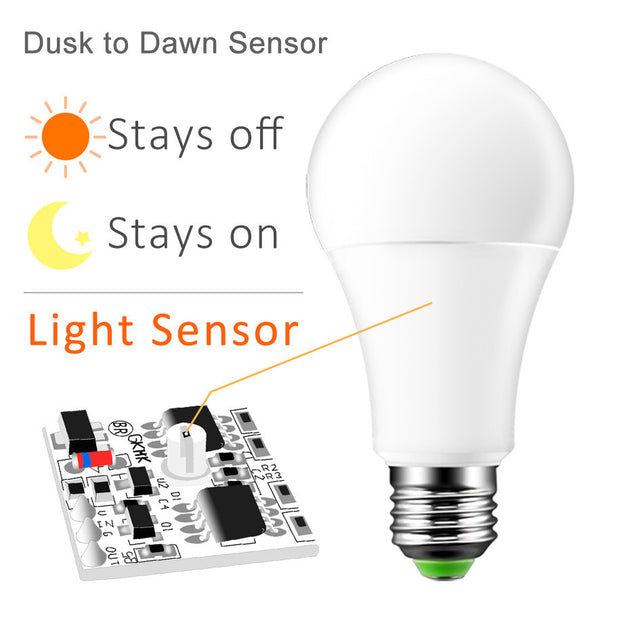 LED Sensor Bulb E27 9W 12W 15W Dusk To Dawn Smart Lamp Bulb AC85V265V Auto On Off For Stair Hallway Pathway Frontier General Hardware