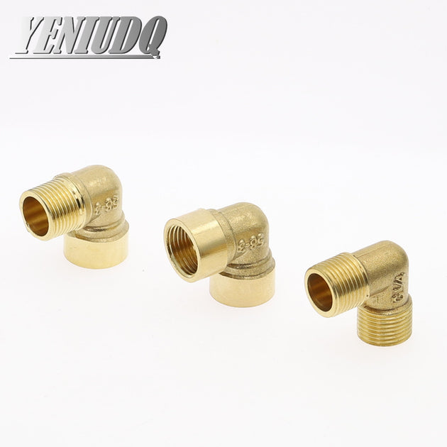 1/8" 1/4" 3/8" 1/2" 3/4" 1" Female x Male Thread 90 Deg Brass Elbow Pipe Fitting Connector Coupler For Water Fuel Copper adapter Frontier General Hardware