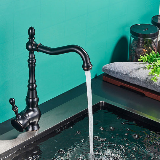 Rozin Black Bronze Kitchen Faucet Classical Deck Mounted Kitchen Faucets 360 Degree Rotation Hot Cold Water Mixer Taps Frontier General Hardware