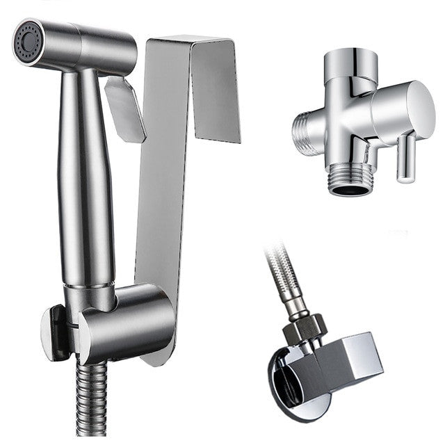 Handheld Brass Black Chrome Brushed Stainless Steel Wall hung Toilet Toilet Bidet Sprayer Corner Drain Valve Kit|Bidets - Frontier General Hardware