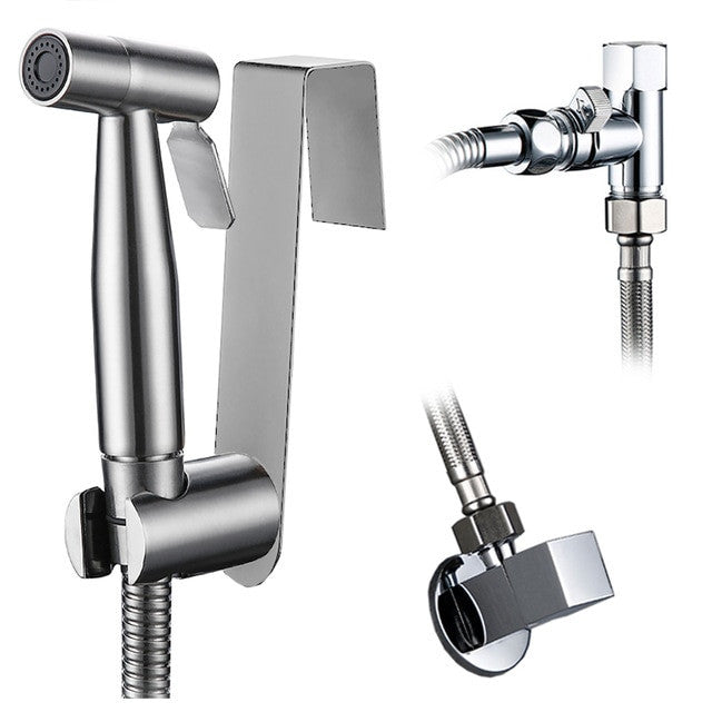 Handheld Brass Black Chrome Brushed Stainless Steel Wall hung Toilet Toilet Bidet Sprayer Corner Drain Valve Kit|Bidets - Frontier General Hardware