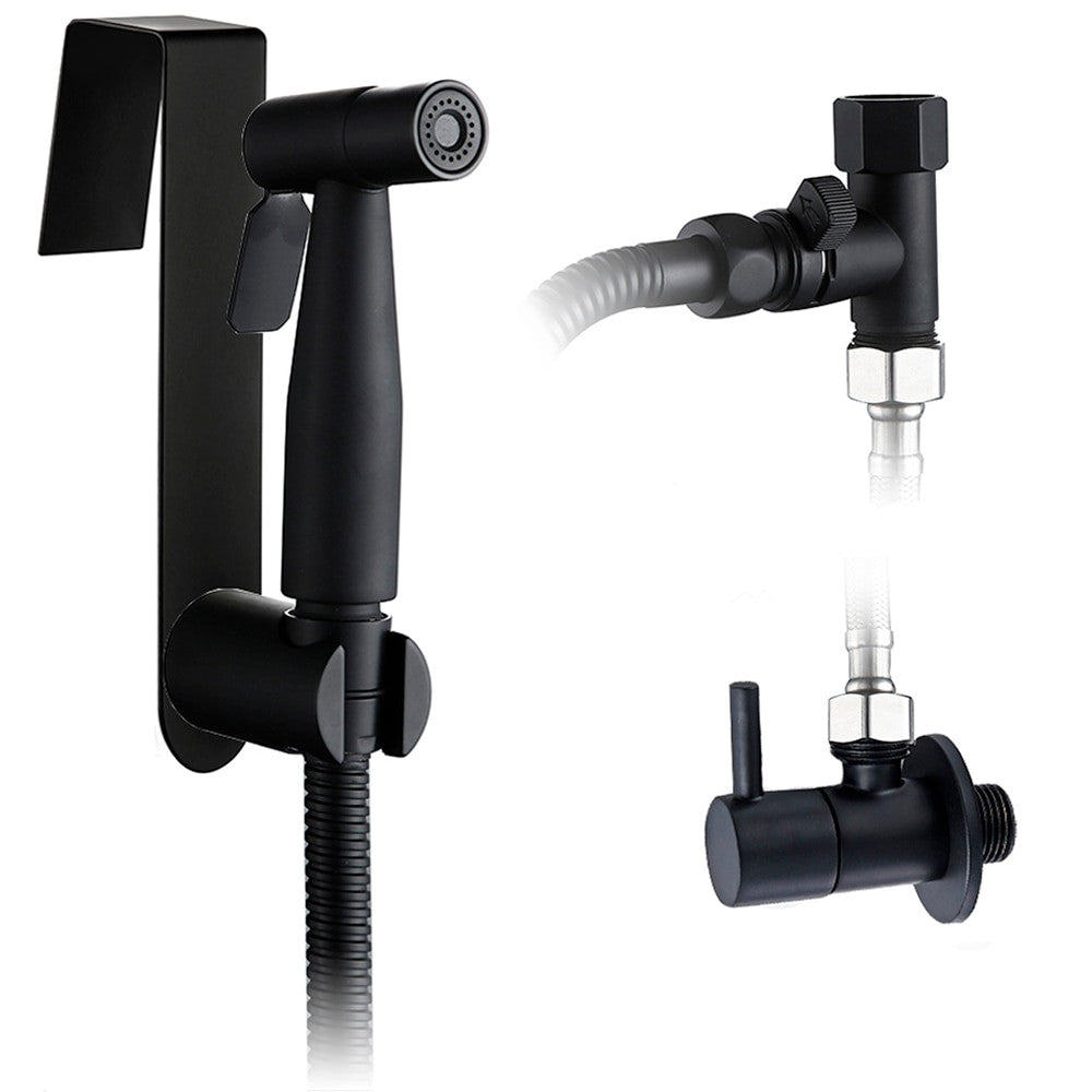 Handheld Brass Black Chrome Brushed Stainless Steel Wall hung Toilet Toilet Bidet Sprayer Corner Drain Valve Kit|Bidets - Frontier General Hardware
