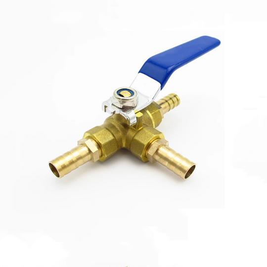 Brass Ball Valve With Hose Barb Three Way Tee Type T Port For Water Oil Air 6mm 8mm 10mm 12mm Frontier General Hardware