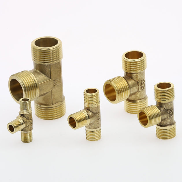 Brass Pipe Fitting Tee Type 3 Way BSP Male Thread Connector For Water Fits One Eighth To One Half Inch Sizes Frontier General Hardware