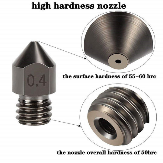 1/2/3Pcs Hardened Steel Nozzle 0.4mm 3D Printer MK8 Nozzles Tool High Temperature Wear Resistant for Makerbot Creality Ender 3 Frontier General Hardware