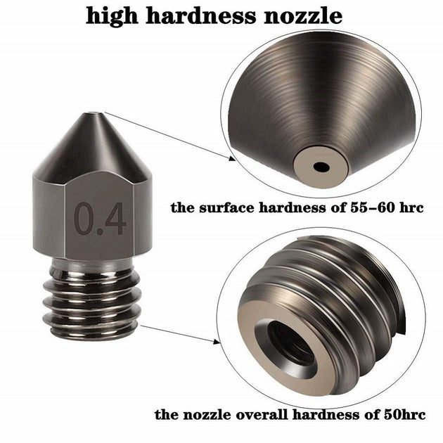 1/2/3Pcs Hardened Steel Nozzle 0.4mm 3D Printer MK8 Nozzles Tool High Temperature Wear Resistant for Makerbot Creality Ender 3 Frontier General Hardware