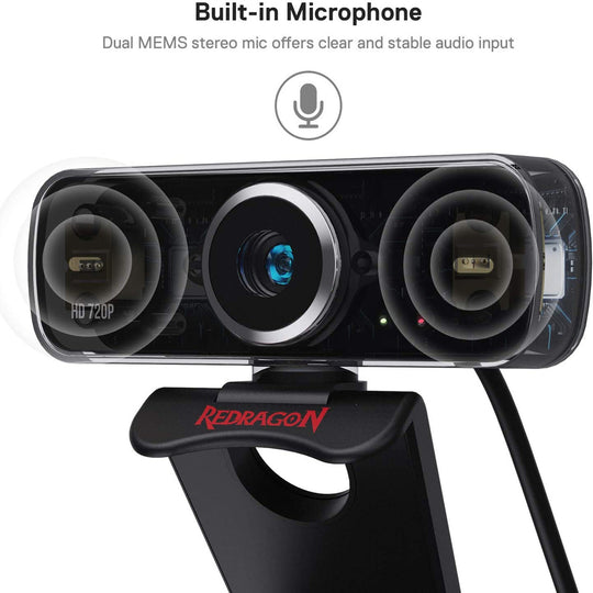 Redragon GW600 720P Webcam With Built In Dual Microphones For Online Courses Video Conferencing And Streaming Frontier General Hardware