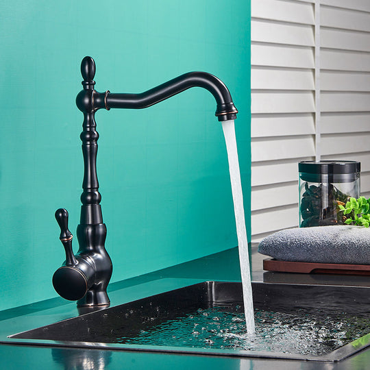 Rozin Black Bronze Kitchen Faucet Classical Deck Mounted Kitchen Faucets 360 Degree Rotation Hot Cold Water Mixer Taps Frontier General Hardware