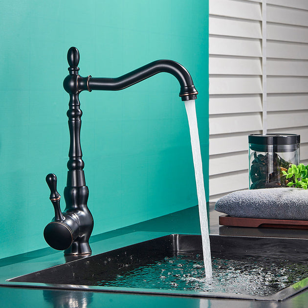 Rozin Black Bronze Kitchen Faucet Classical Deck Mounted Kitchen Faucets 360 Degree Rotation Hot Cold Water Mixer Taps Frontier General Hardware