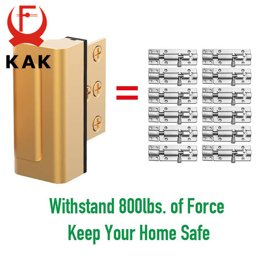 KAK Home Security Door Lock Childproof Door Reinforcement Lock with 3" Stop Withstand 800 lbs Upgrade Lock Defender Hardware Frontier General Hardware